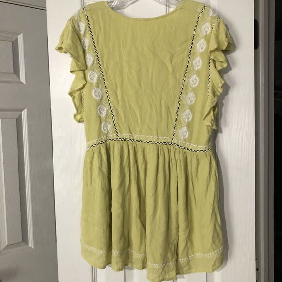 Free People Sz Medium Falling Water‎ Babydoll Embroidered Tunic Top Boho Y2K - Picture 8 of 10